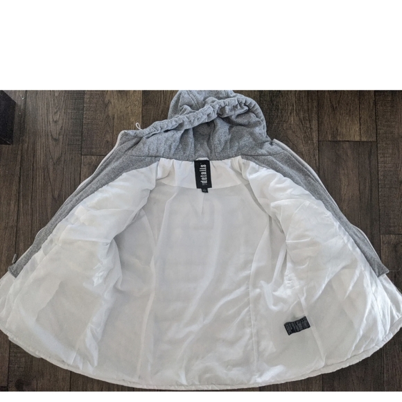 DETAILS INTL Womens White Puffer Jacket/Coat w/ Gray Sweatshirt Hood - Size XXL. - Picture 8 of 16